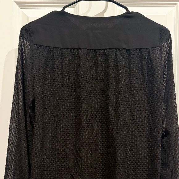 Mango Black Textured Sheer Blouse – Long Sleeve, Elegant & Lightweight - Picture 3 of 7